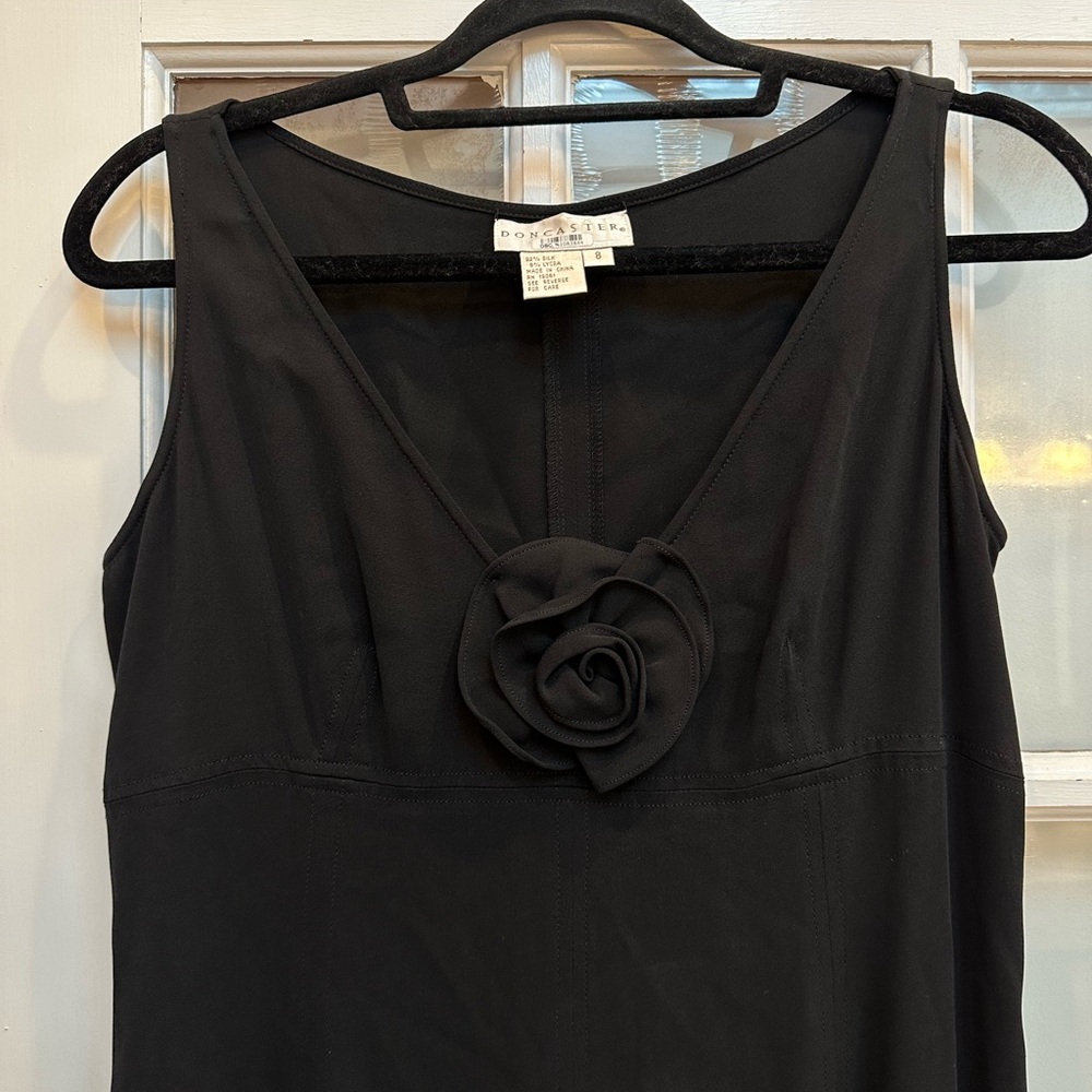 Vintage Doncaster Silk Goth Formal Midi Dress Rosette Detail Size 8 Cocktail